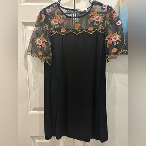 Umgee black dress with beautiful embroidered lace detail